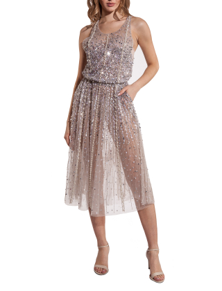 Sukienka wieczorowa AB63142EF, Szary/Srebrny