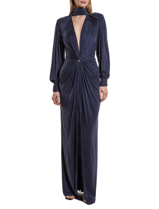 Elisabetta Franchi Suknia wieczorowa Rozmiar: XL, Granatowy, AB68447E2