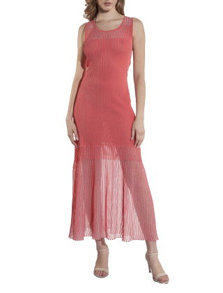 Sukienka dzianinowa 104802 A2GJ Koralowy