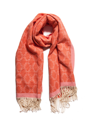 Szal damski 2F3078 T0300 Koralowy
