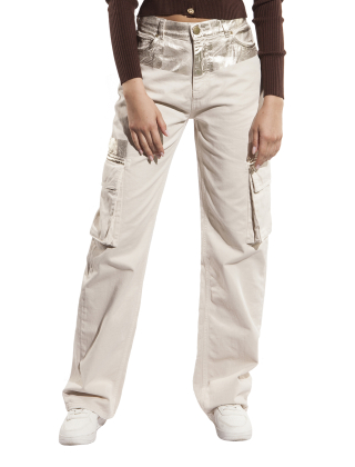Jeansy damskie 102942 A1MR żółty/złoty
