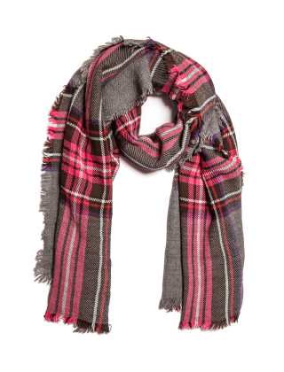 Szal damski 2F3077 T0300 Szary/Srebrny