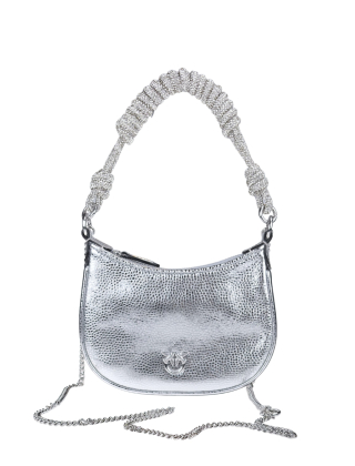 Torebka damska Half Moon Baby C + Manico 105913 A2WD Szary/Srebrny