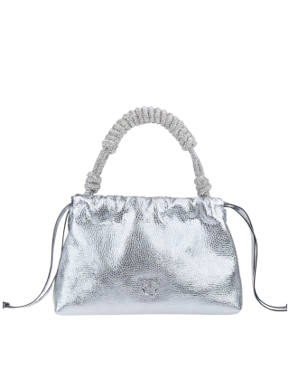 Torebka damska Mini Clutch + Manico 105908 A2WD Szary/Srebrny