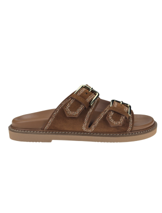 Klapki damskie SA28114G1OTF0217, Brązowy