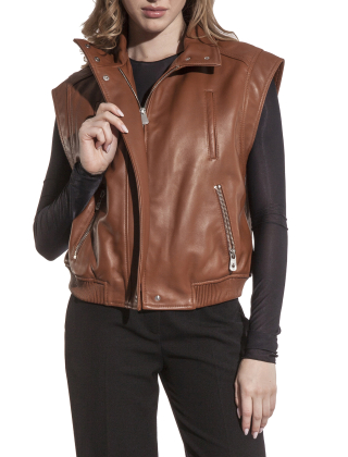 Kamizelka damska 103898 A21L Brązowy