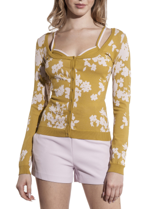 Sweter damski MK46Q51E2 Żółty/Złoty