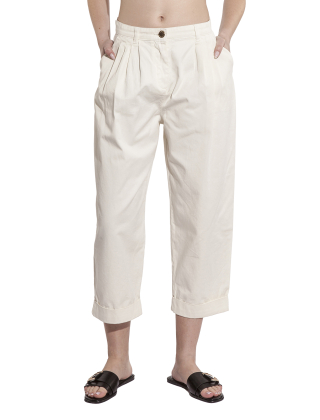 Jeansy damskie 100239 A0D5 Kremowy