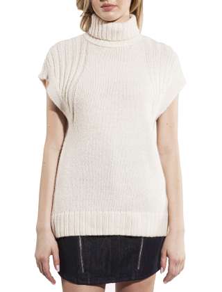 Sweter damski 6DYM1W YM1QZ Kremowy