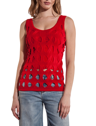 Top damski 105192 A2LW Czerwony