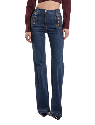 Jeansy damskie PJ02D56E2, Niebieski