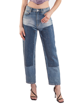 Jeansy damskie 104635 A2F7 Niebieski