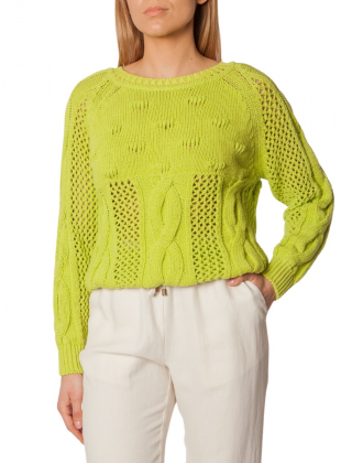PINKO - Sweter damski bawełniany 1G17HQY87LT06 Zielony
